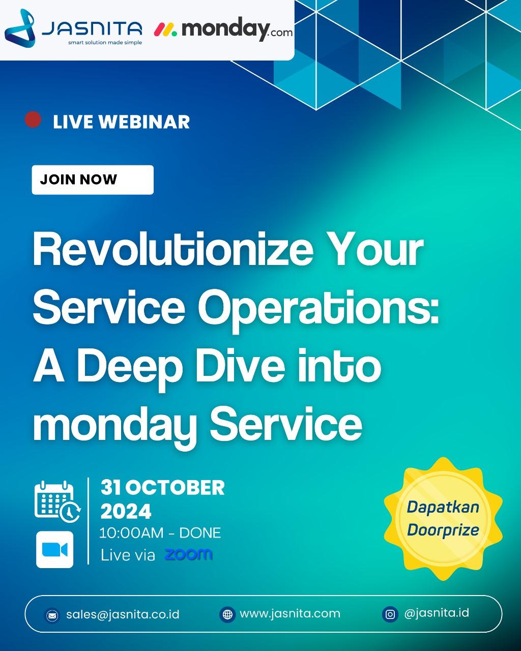 PT Jasnita Telekomindo Tbk. Mengadakan Webinar: "Revolutionize Your Service Operations: A Deep Dive into Monday Service" 